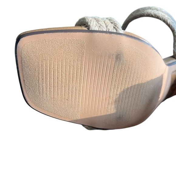 Woven Braided Double Strap Block Heel Sandals in Natural Beige Summer Mules - Picture 6 of 9